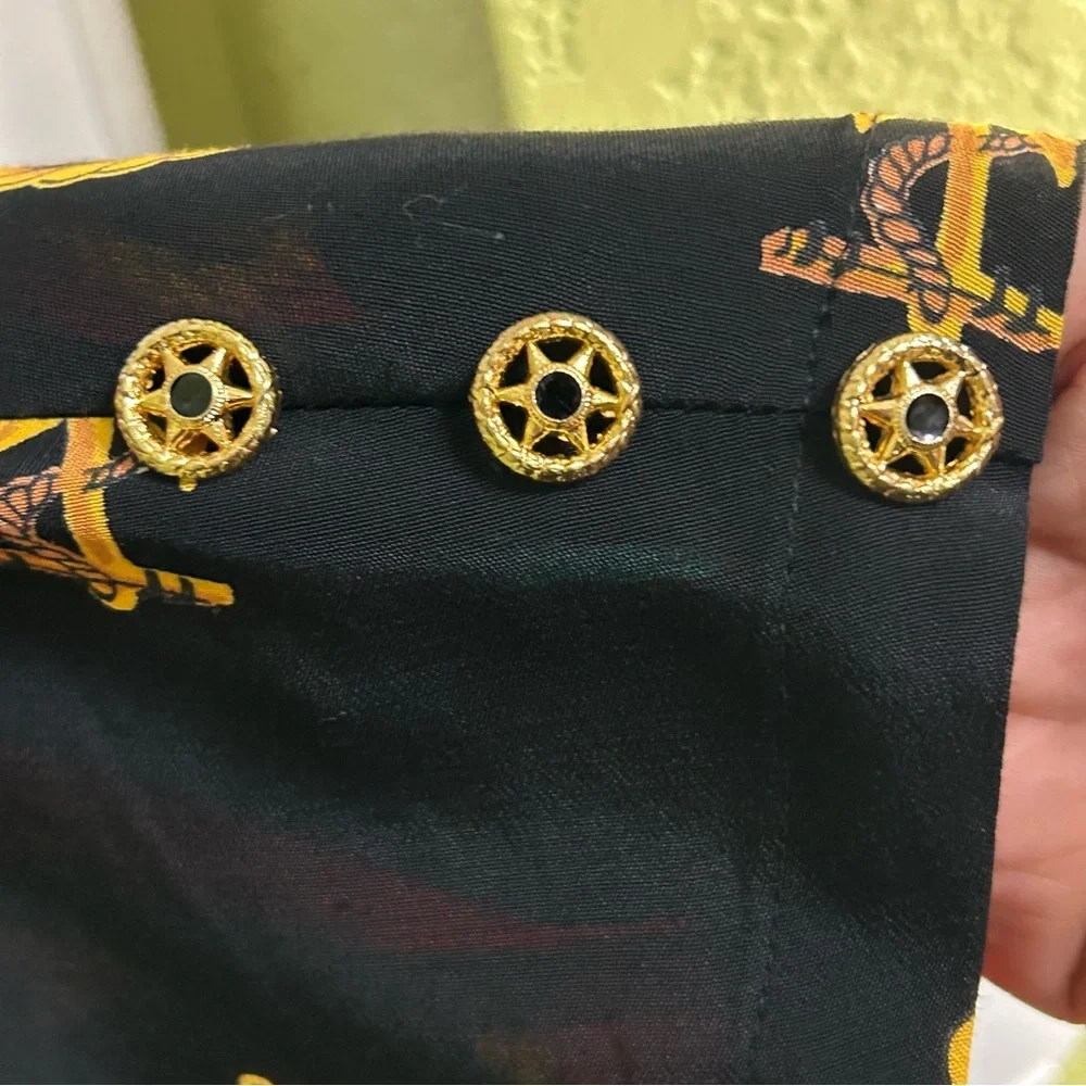 Carole Little Black Multicolor Blouse Nautical Vintage Dolman Sleeves Sz 12 - Picture 5 of 10